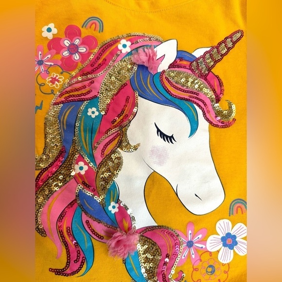 Girls Cynthia Rowley Gold Unicorn T-Shirt Short-Sleeve  Size 5-6 - Picture 3 of 5